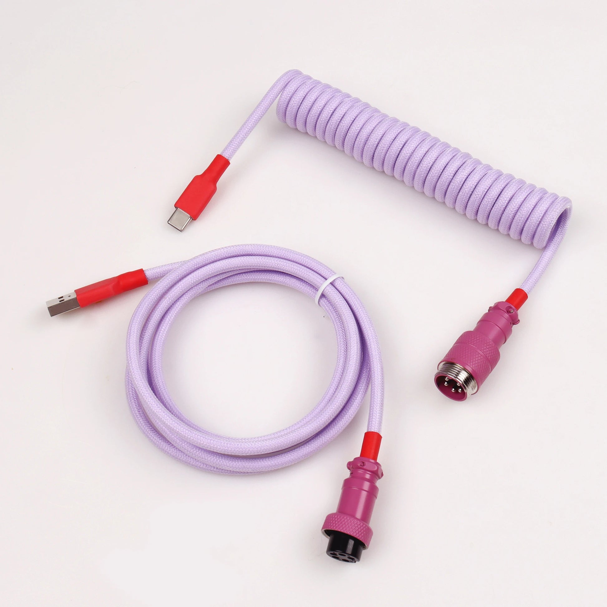 LANO Custom Coiled Mechanical Keyboard Cable – GX16 Aviator, USB-C Paracord