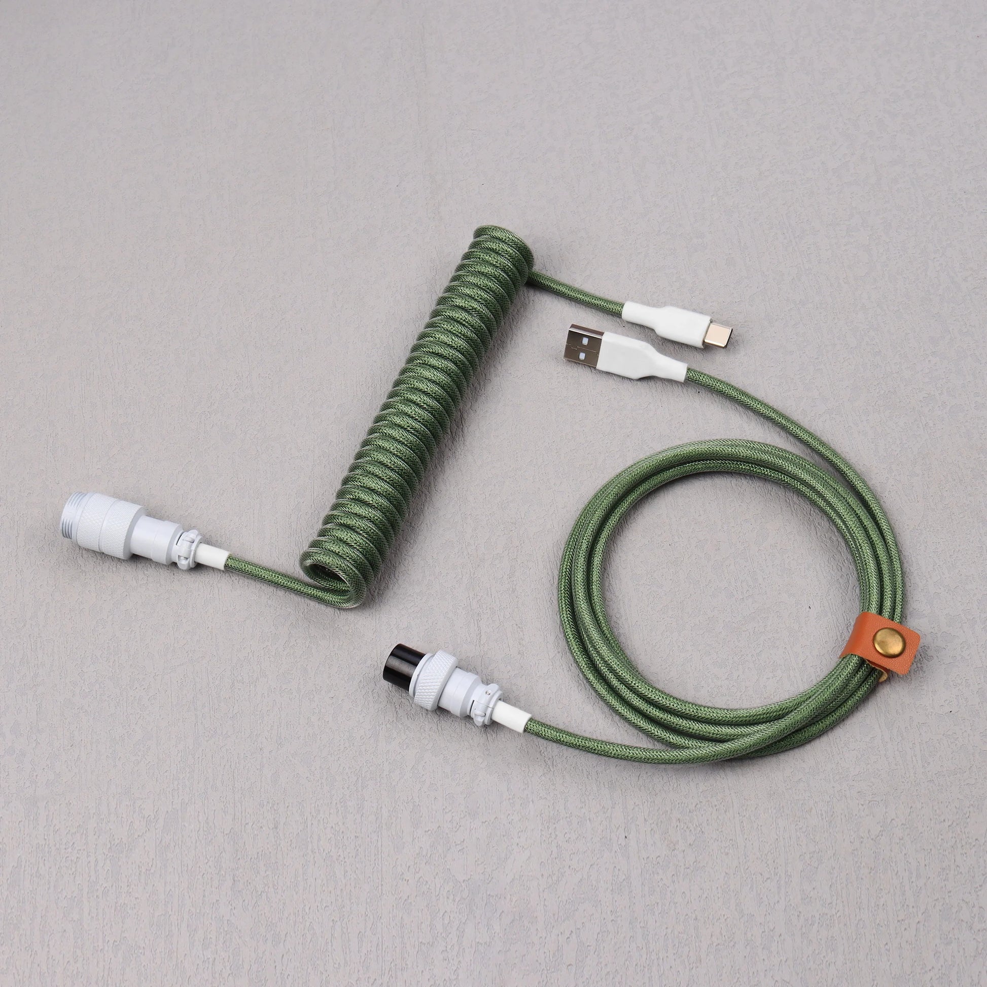 LANO Custom Coiled Mechanical Keyboard Cable – GX16 Aviator, USB-C Paracord