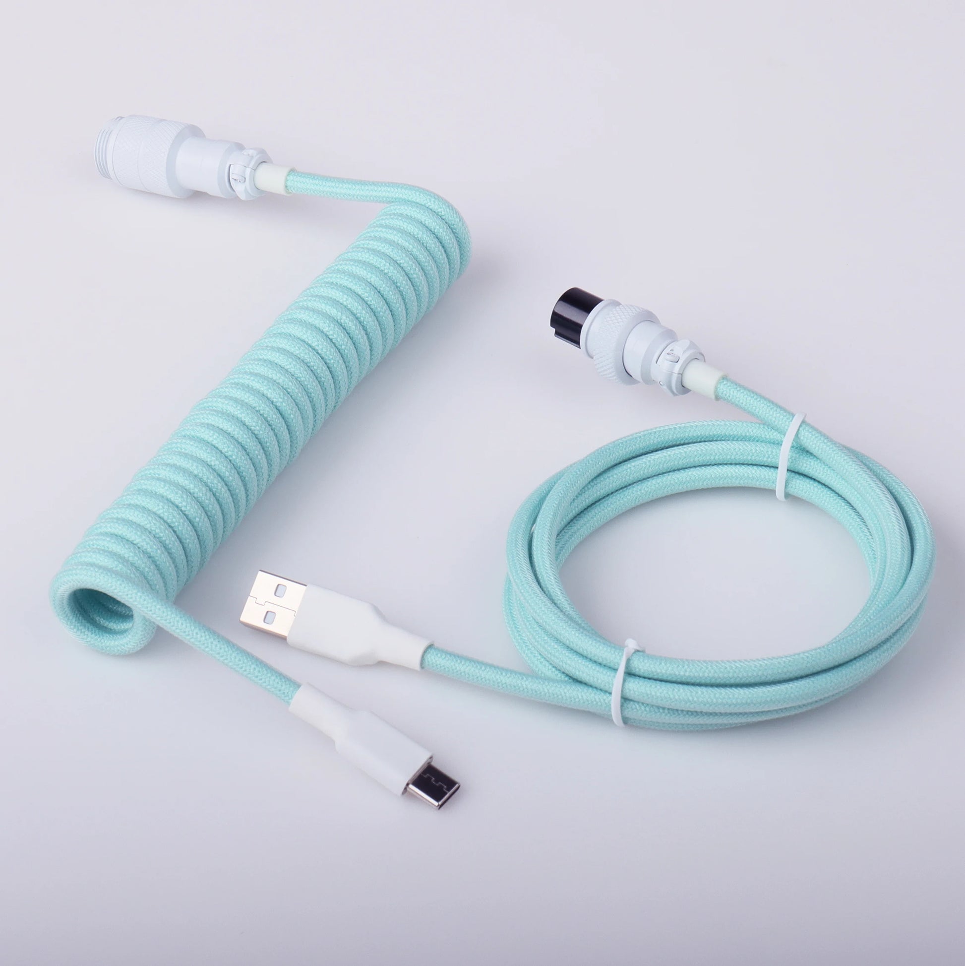 LANO Custom Coiled Mechanical Keyboard Cable – GX16 Aviator, USB-C Paracord
