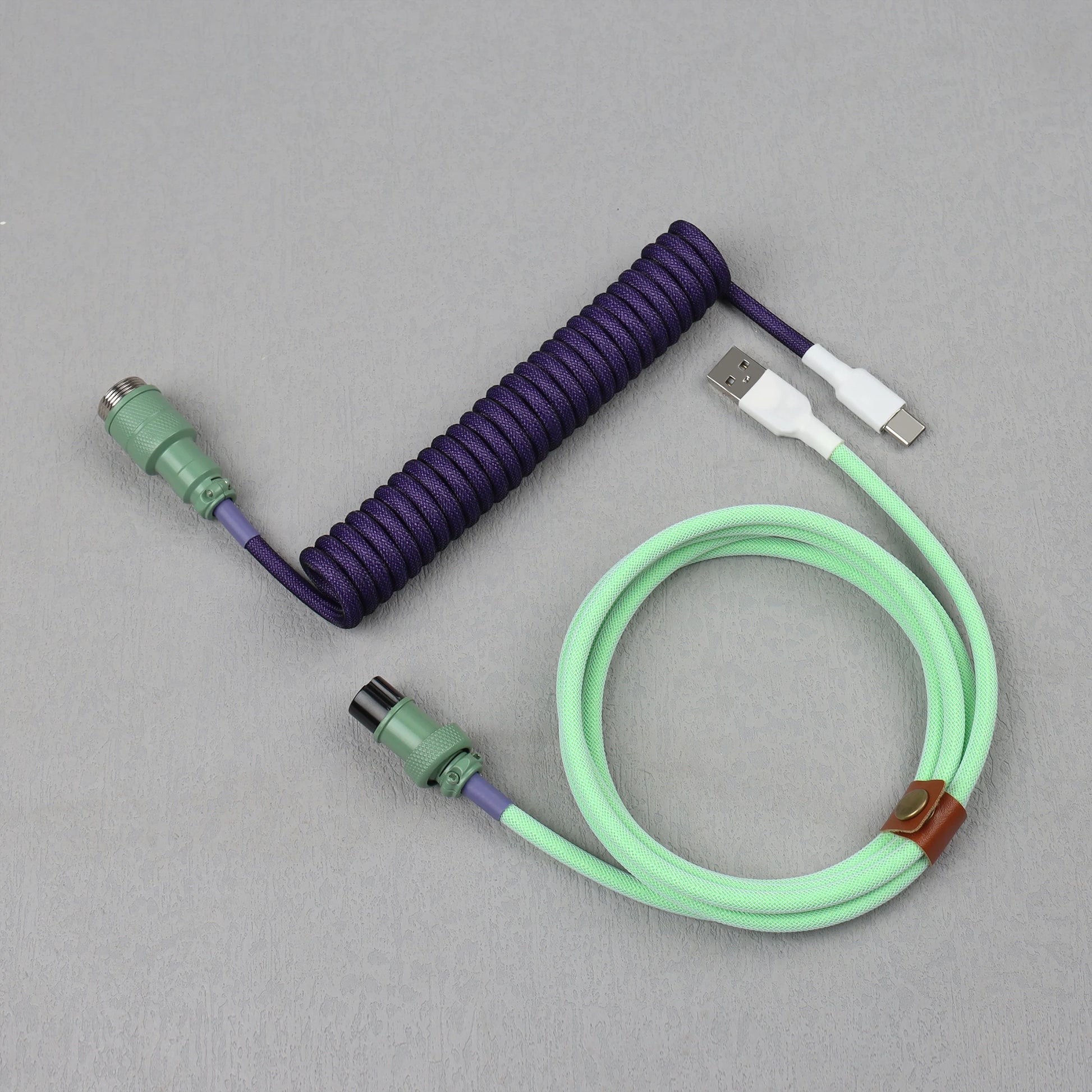 LANO Custom Coiled Mechanical Keyboard Cable – GX16 Aviator, USB-C Paracord