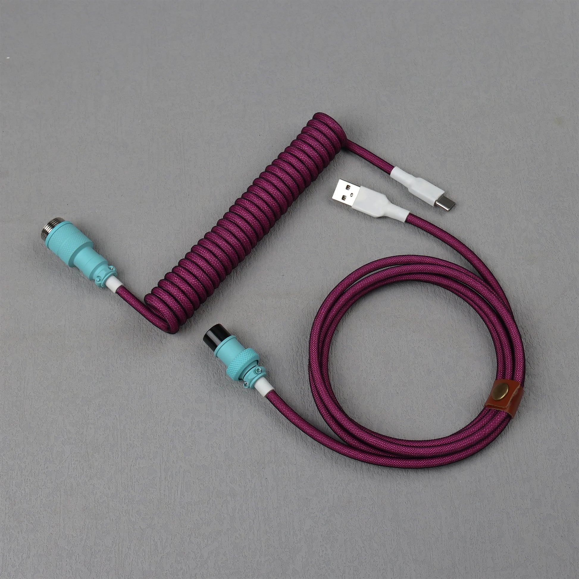LANO Custom Coiled Mechanical Keyboard Cable – GX16 Aviator, USB-C Paracord