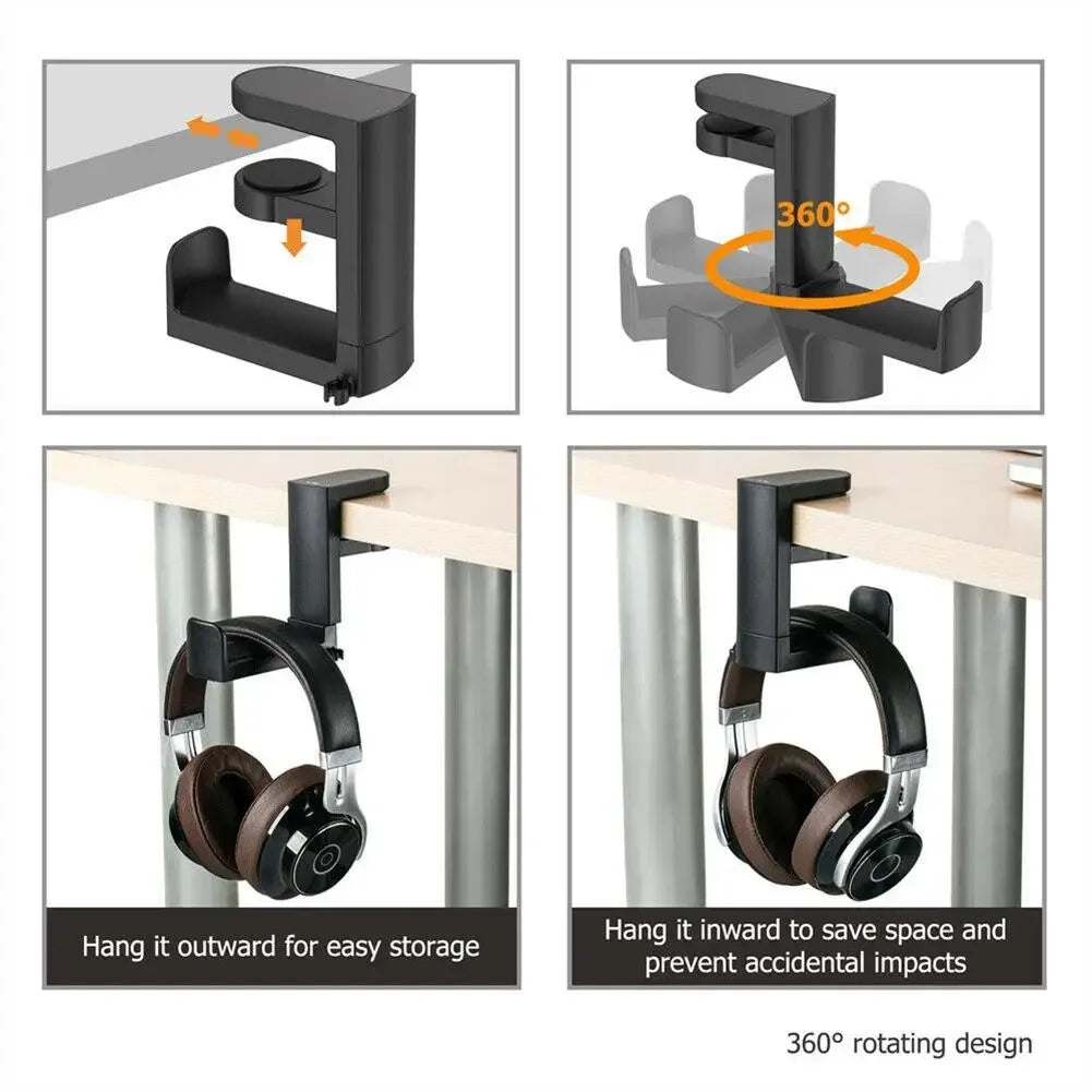 Gaming Headphone Stand – 360° Rotating Arm, Desk Mount
