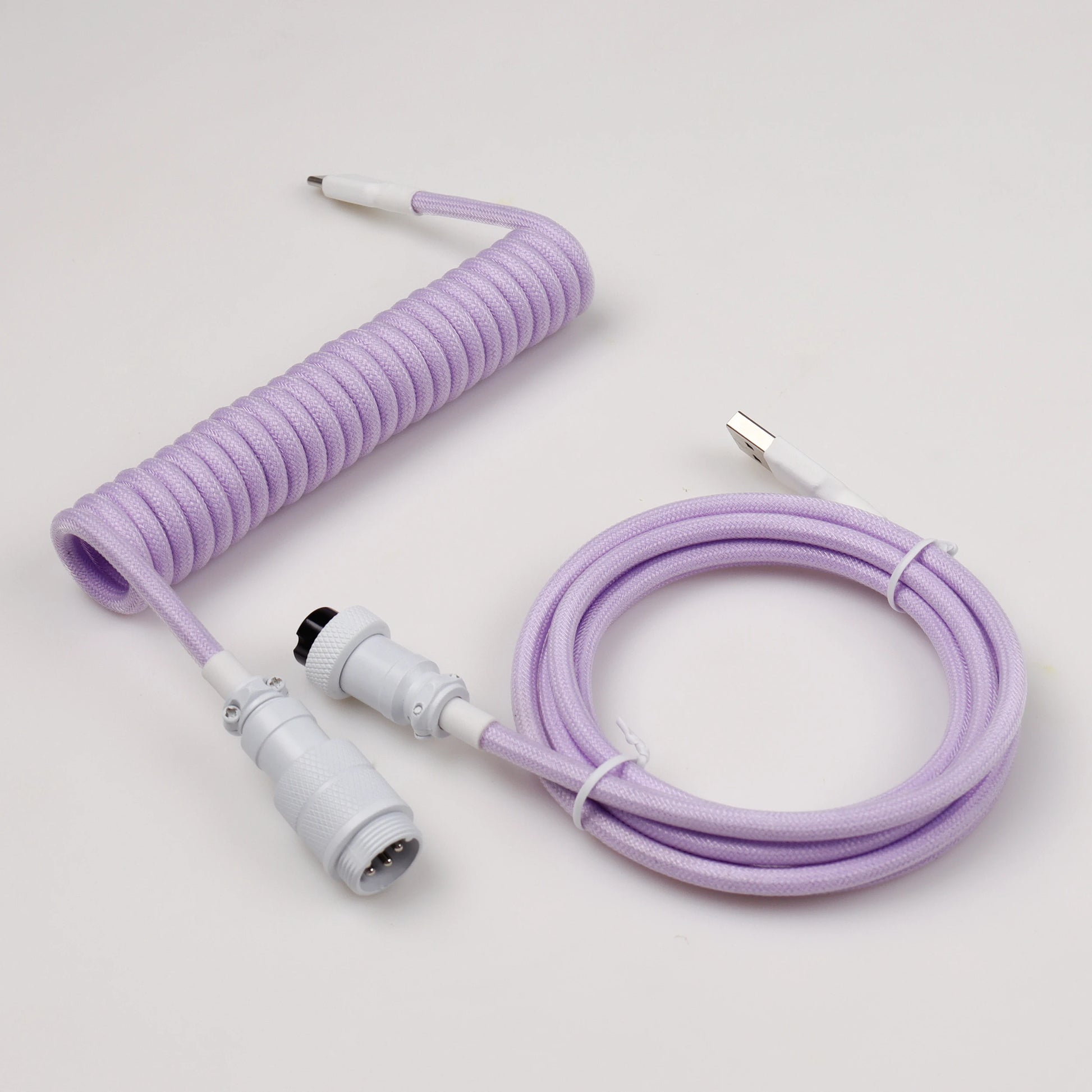 LANO Custom Coiled Mechanical Keyboard Cable – GX16 Aviator, USB-C Paracord