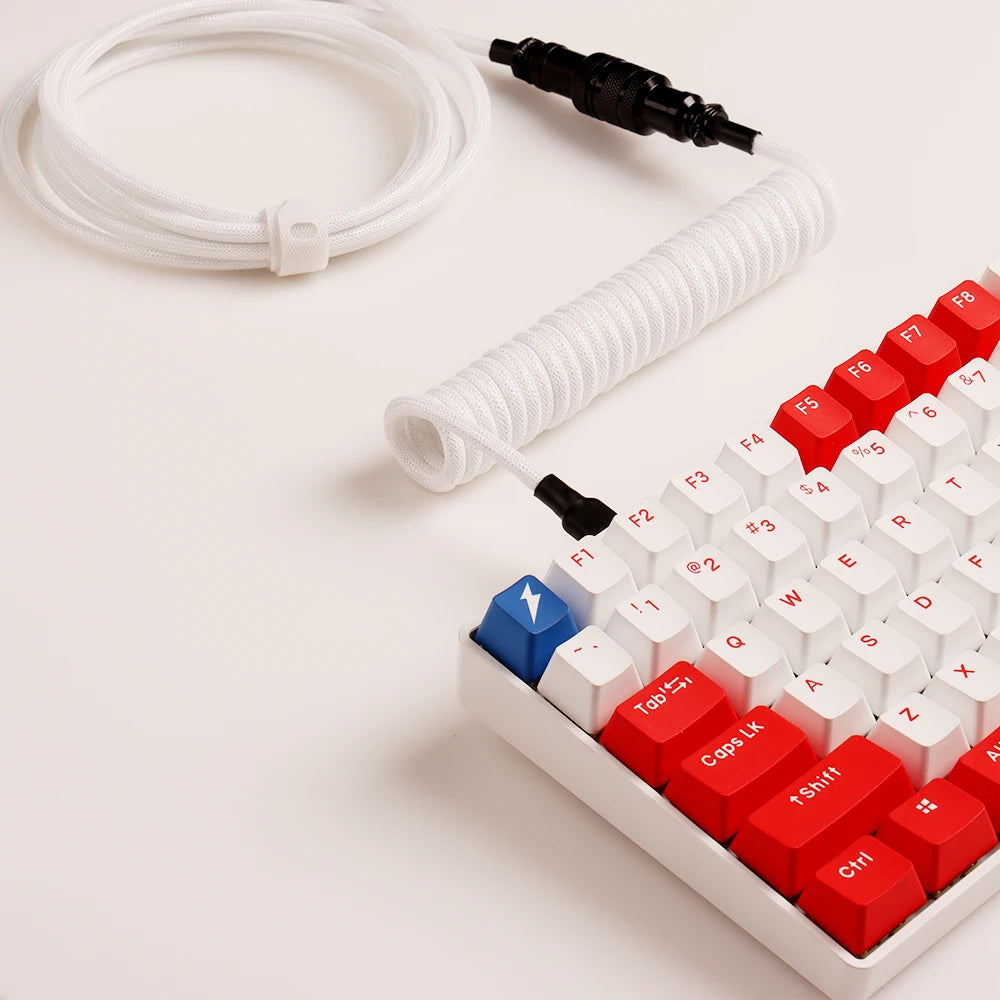 LANO Custom Coiled Mechanical Keyboard Cable – GX16 Aviator, USB-C Paracord