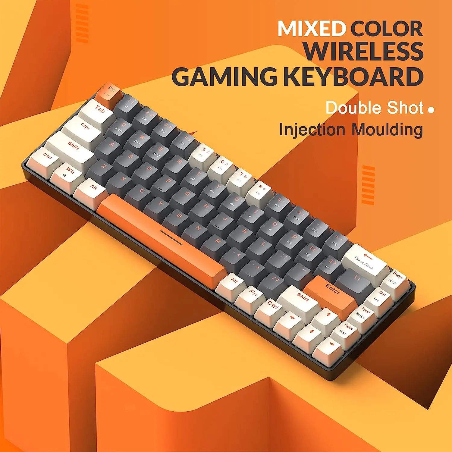 RK68 60% Wireless Mechanical Keyboard – Bluetooth 5.0 / 2.4GHz, Hot-Swappable
