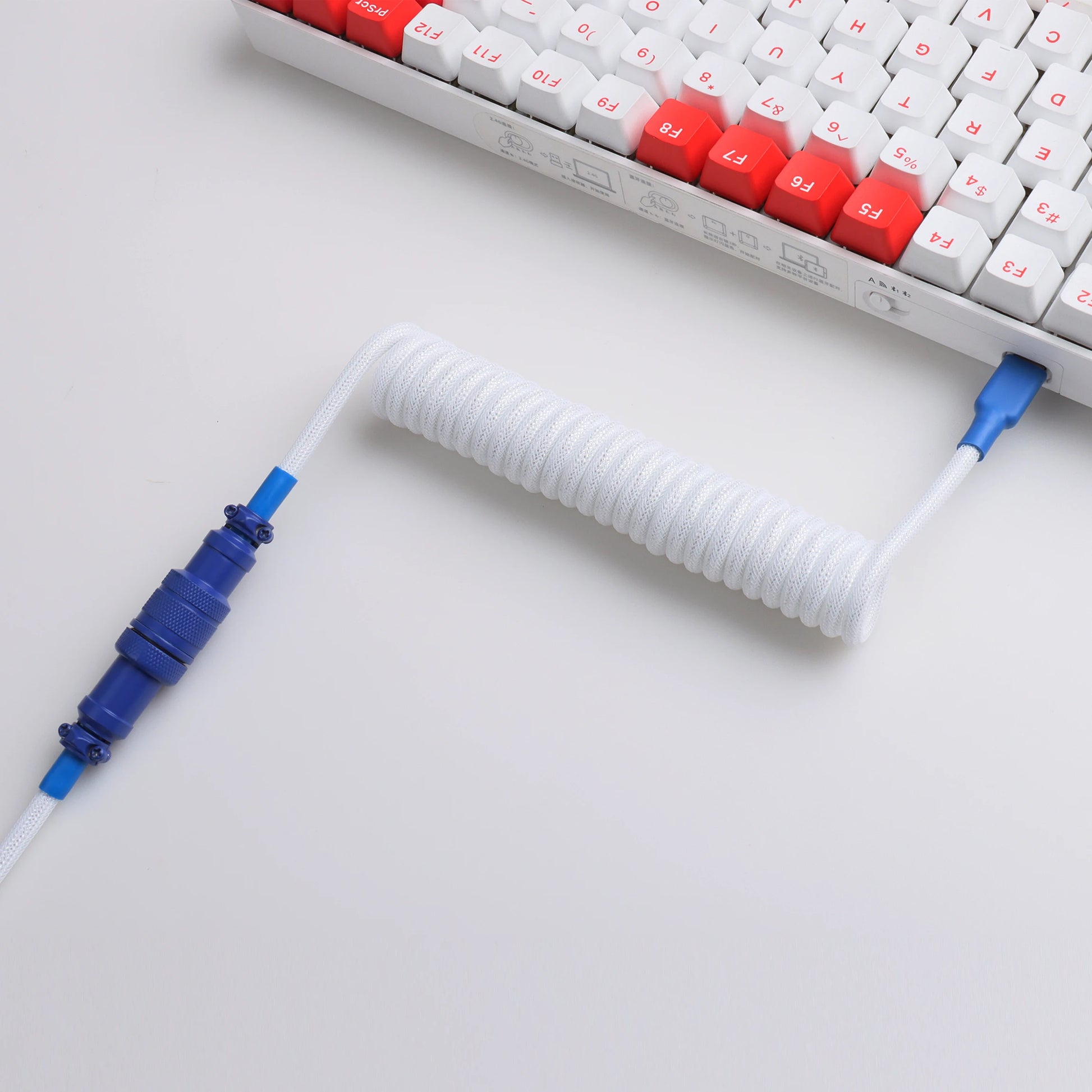 LANO Custom Coiled Mechanical Keyboard Cable – GX16 Aviator, USB-C Paracord