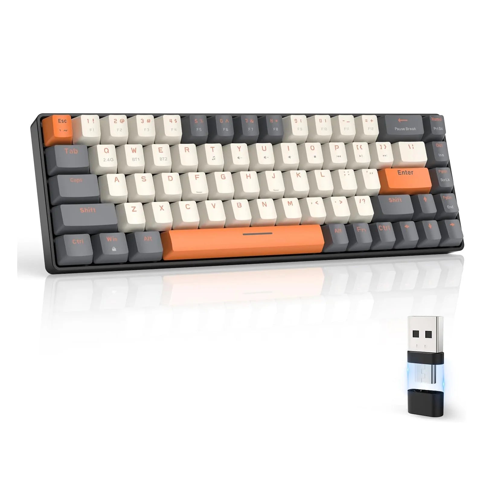 RK68 60% Wireless Mechanical Keyboard – Bluetooth 5.0 / 2.4GHz, Hot-Swappable