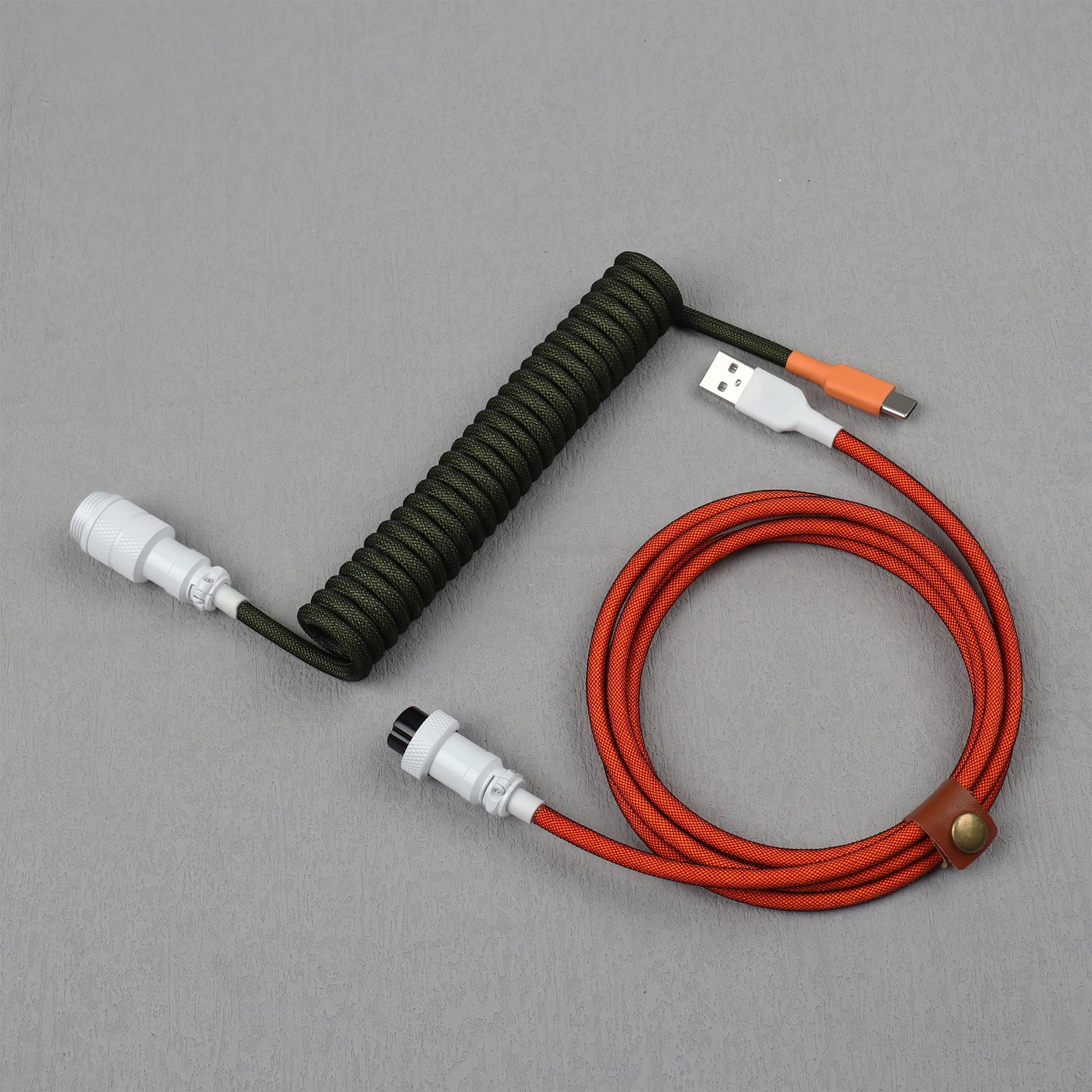 LANO Custom Coiled Mechanical Keyboard Cable – GX16 Aviator, USB-C Paracord
