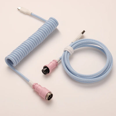 LANO Custom Coiled Mechanical Keyboard Cable – GX16 Aviator, USB-C Paracord