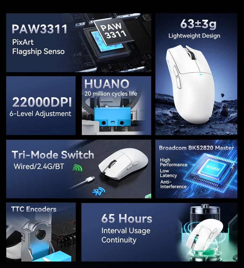 Attack Shark X11 SE Lightweight Wireless Gaming Mouse – 22K DPI