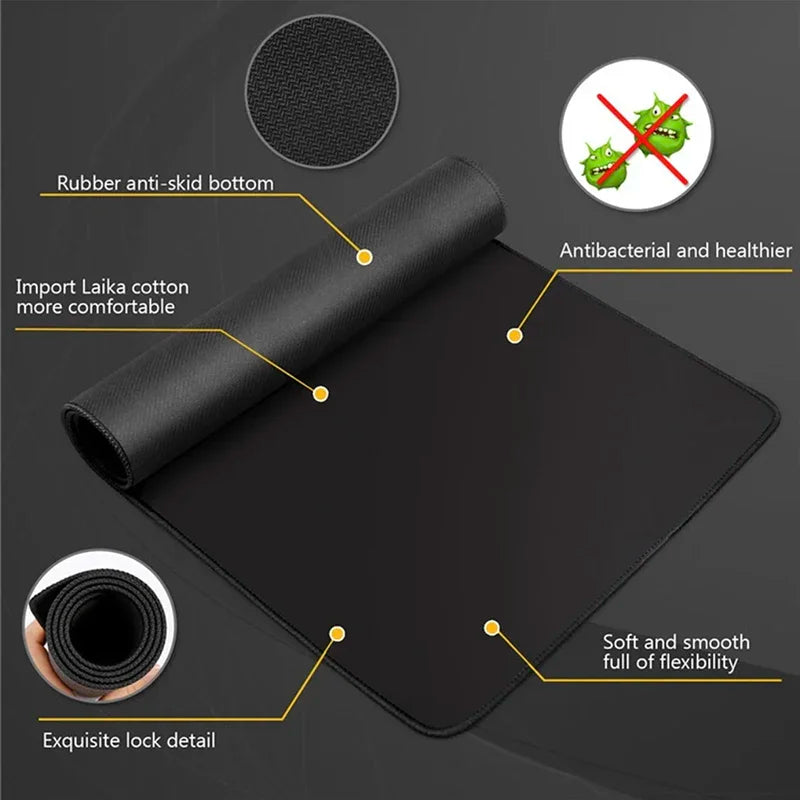 XXL Black Gaming Mouse Pad – Ultra-Smooth, Waterproof, Full Desk Coverage
