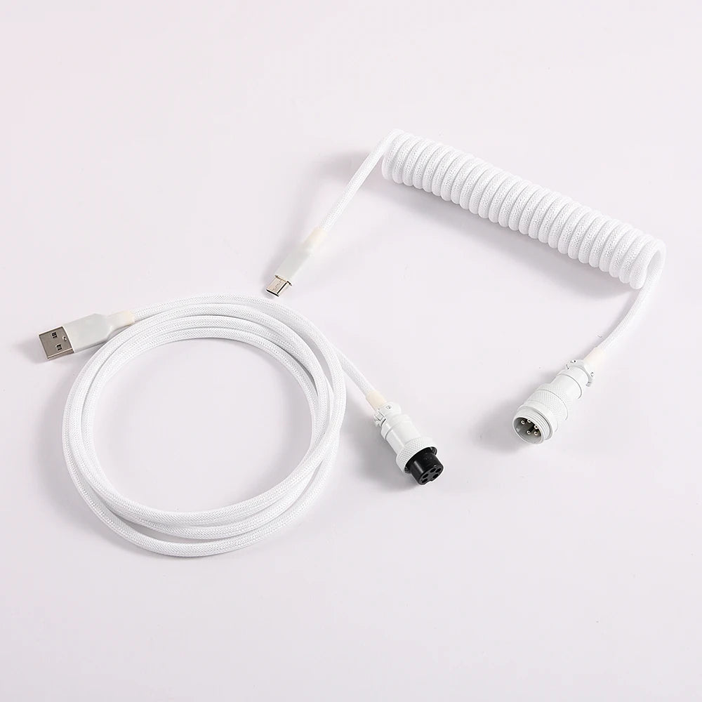 LANO Custom Coiled Mechanical Keyboard Cable – GX16 Aviator, USB-C Paracord