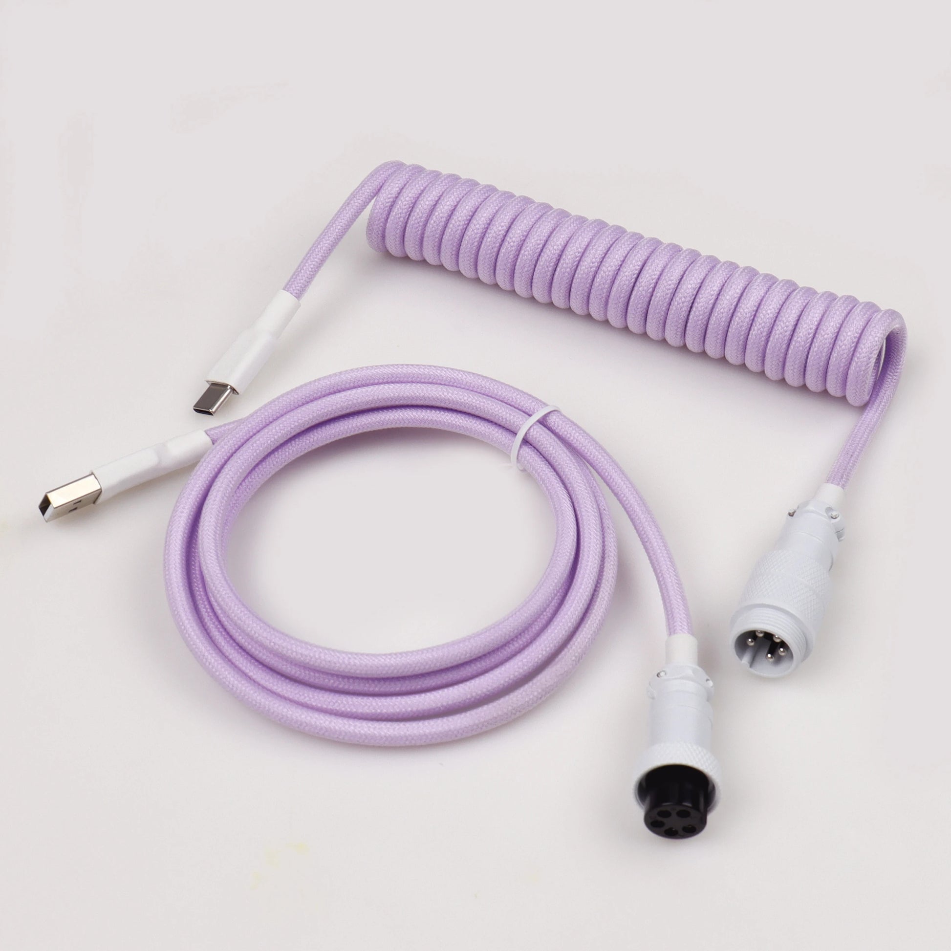 LANO Custom Coiled Mechanical Keyboard Cable – GX16 Aviator, USB-C Paracord