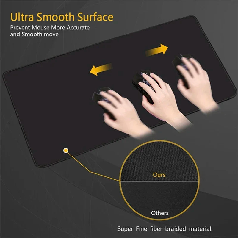 XXL Black Gaming Mouse Pad – Ultra-Smooth, Waterproof, Full Desk Coverage