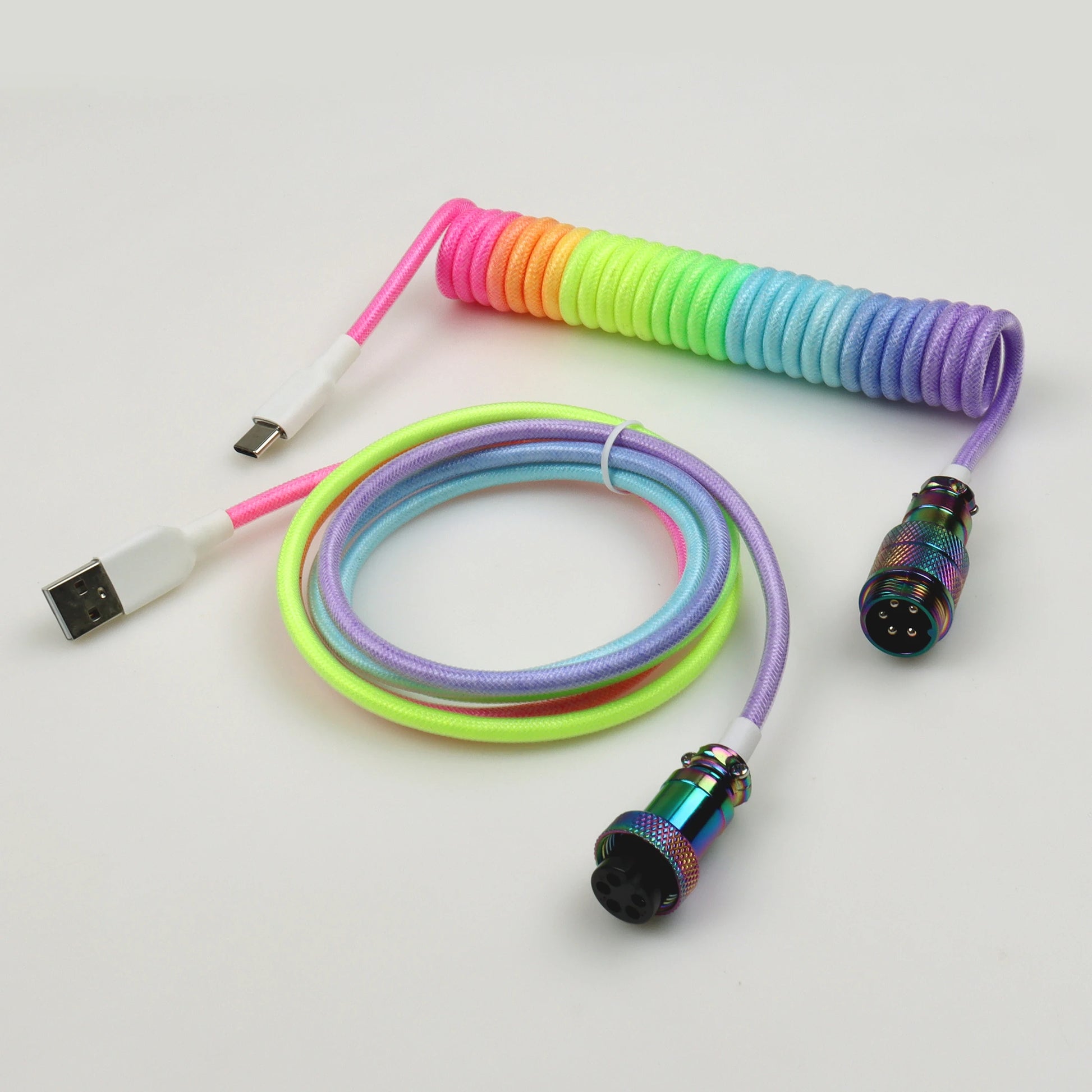 LANO Custom Coiled Mechanical Keyboard Cable – GX16 Aviator, USB-C Paracord
