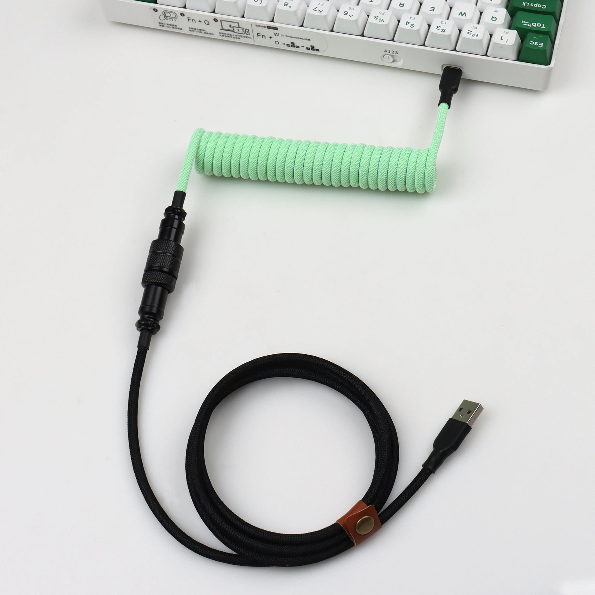 LANO Custom Coiled Mechanical Keyboard Cable – GX16 Aviator, USB-C Paracord