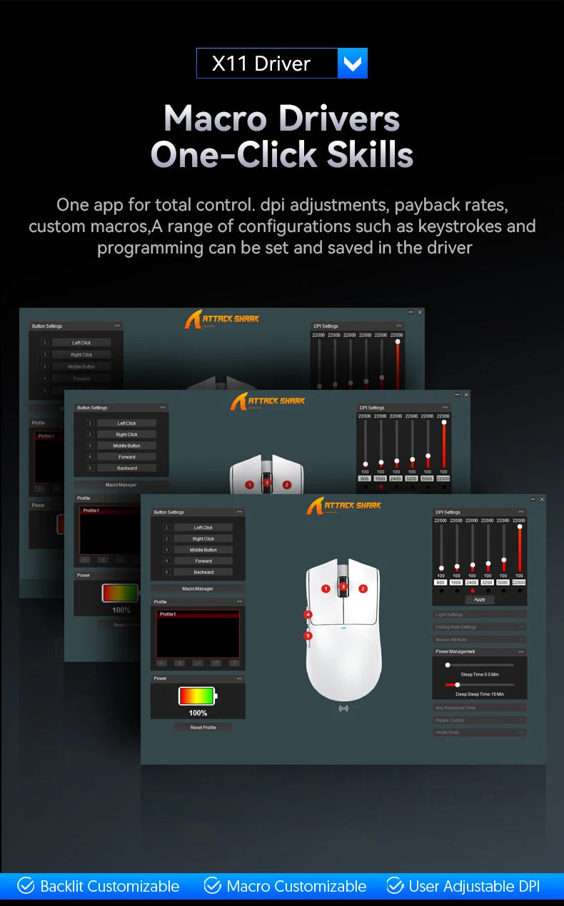 Attack Shark X11 SE Lightweight Wireless Gaming Mouse – 22K DPI
