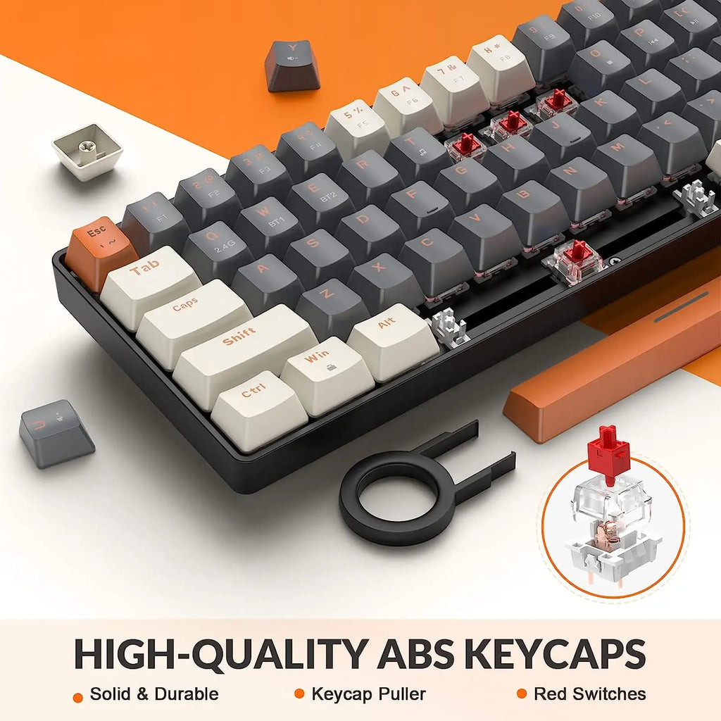 RK68 60% Wireless Mechanical Keyboard – Bluetooth 5.0 / 2.4GHz, Hot-Swappable