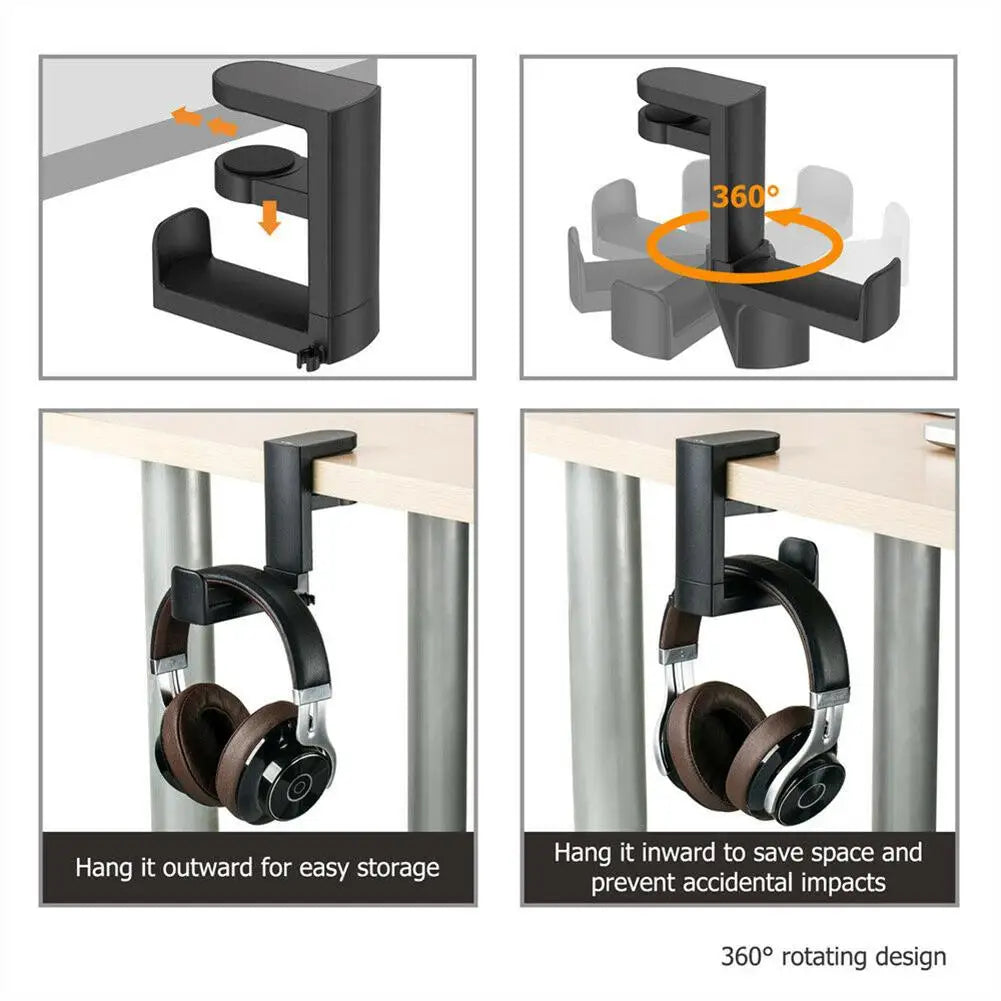 Gaming Headphone Stand – 360° Rotating Arm, Desk Mount