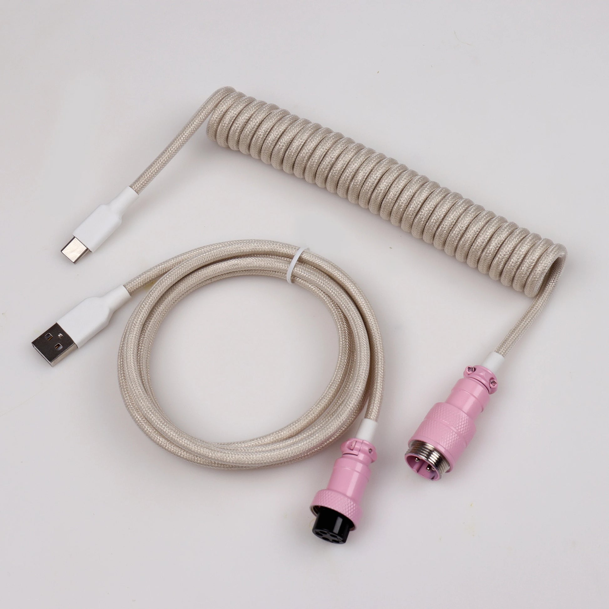LANO Custom Coiled Mechanical Keyboard Cable – GX16 Aviator, USB-C Paracord