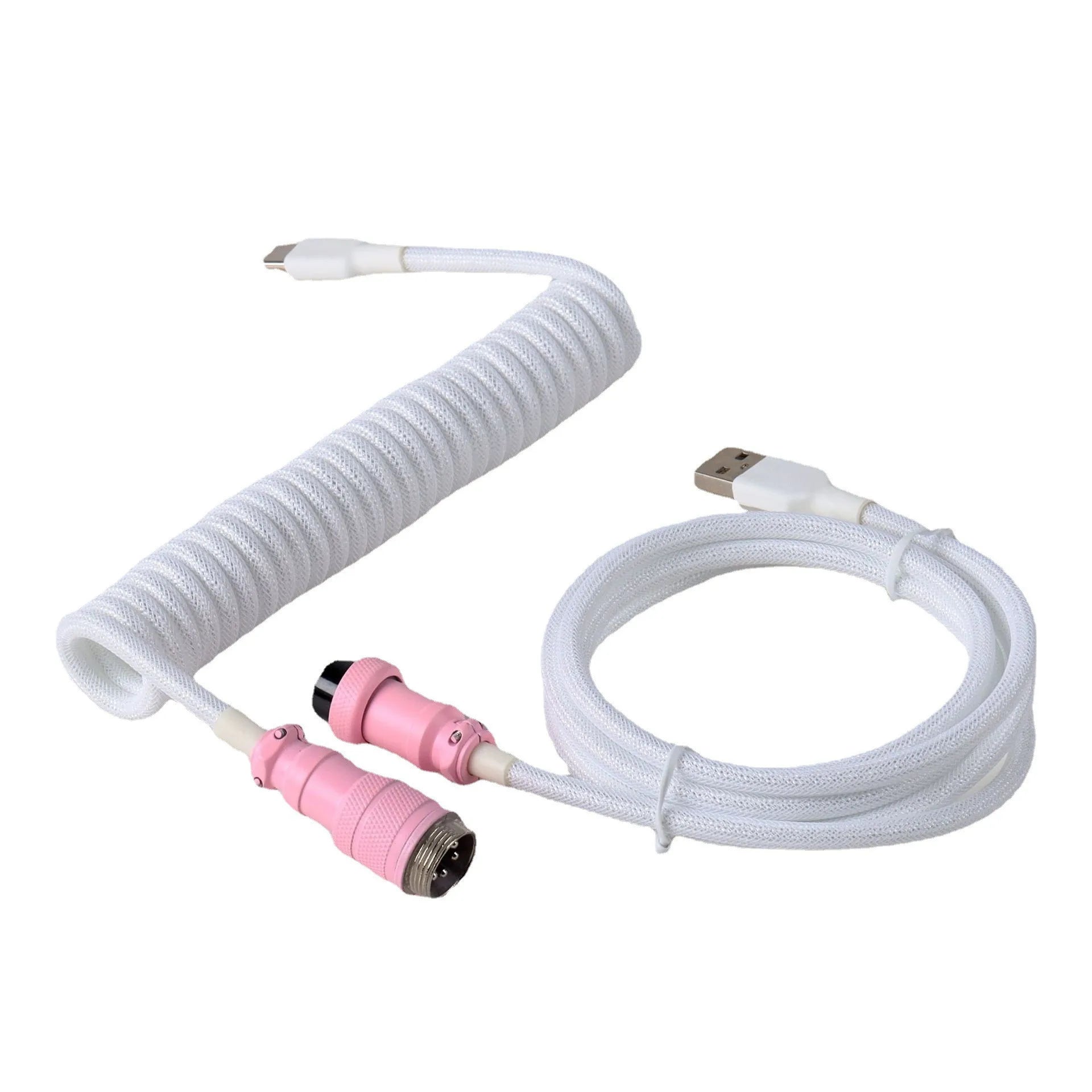 LANO Custom Coiled Mechanical Keyboard Cable – GX16 Aviator, USB-C Paracord