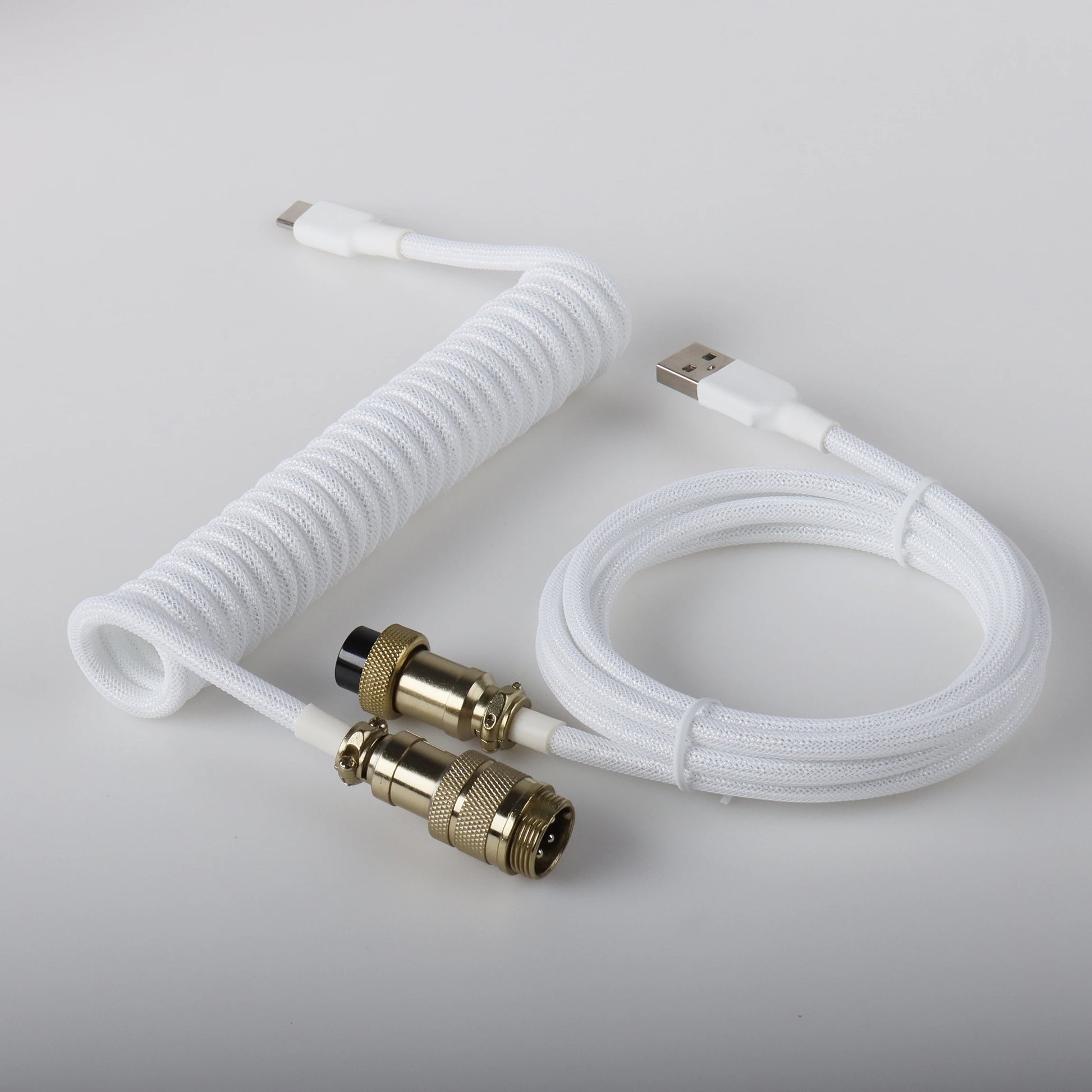 LANO Custom Coiled Mechanical Keyboard Cable – GX16 Aviator, USB-C Paracord