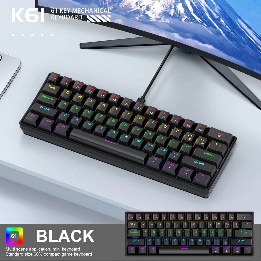 K61 Wired Mechanical Gaming Keyboard – Portable, Phantom RGB