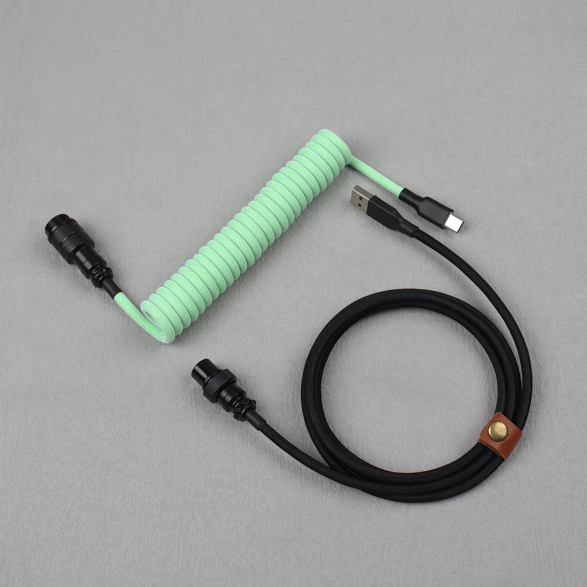 LANO Custom Coiled Mechanical Keyboard Cable – GX16 Aviator, USB-C Paracord