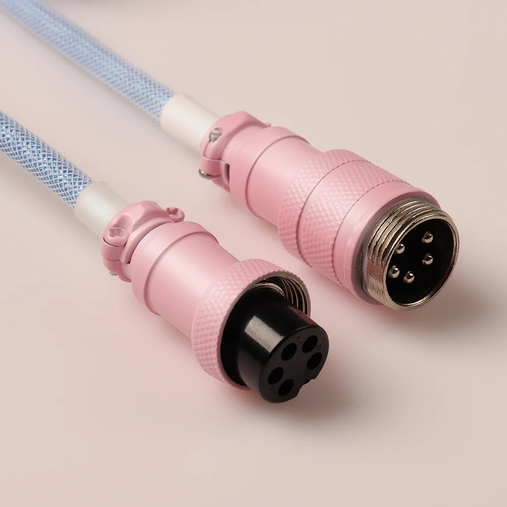 LANO Custom Coiled Mechanical Keyboard Cable – GX16 Aviator, USB-C Paracord
