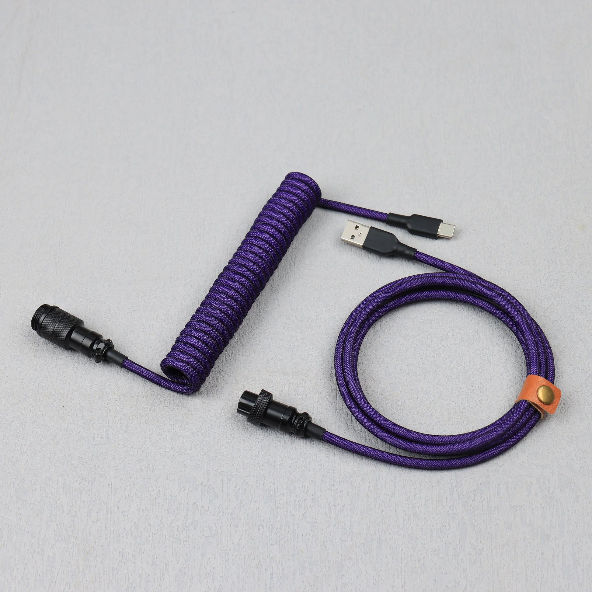 LANO Custom Coiled Mechanical Keyboard Cable – GX16 Aviator, USB-C Paracord