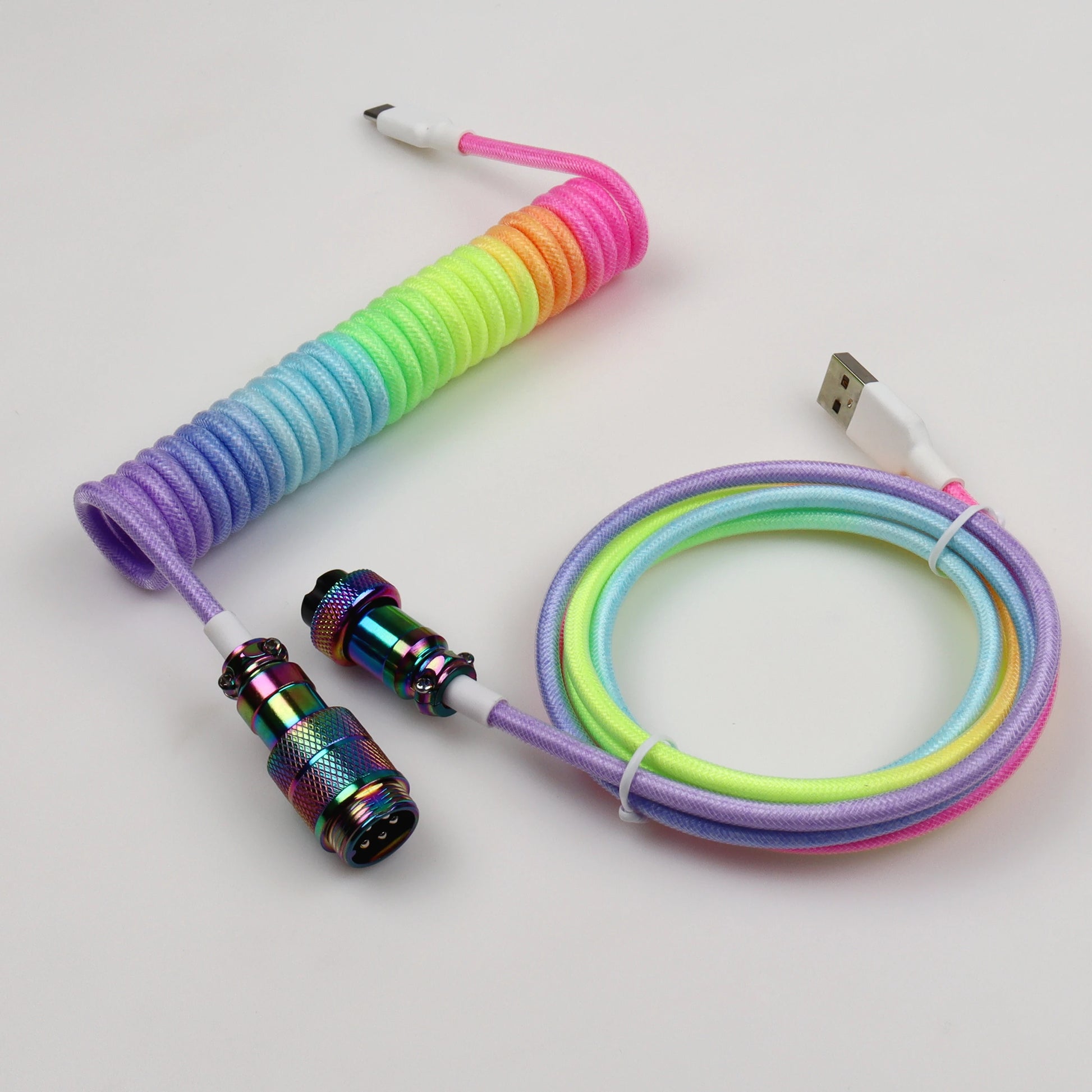 LANO Custom Coiled Mechanical Keyboard Cable – GX16 Aviator, USB-C Paracord