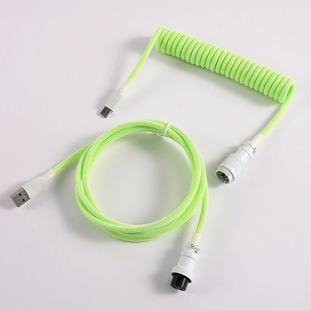 LANO Custom Coiled Mechanical Keyboard Cable – GX16 Aviator, USB-C Paracord