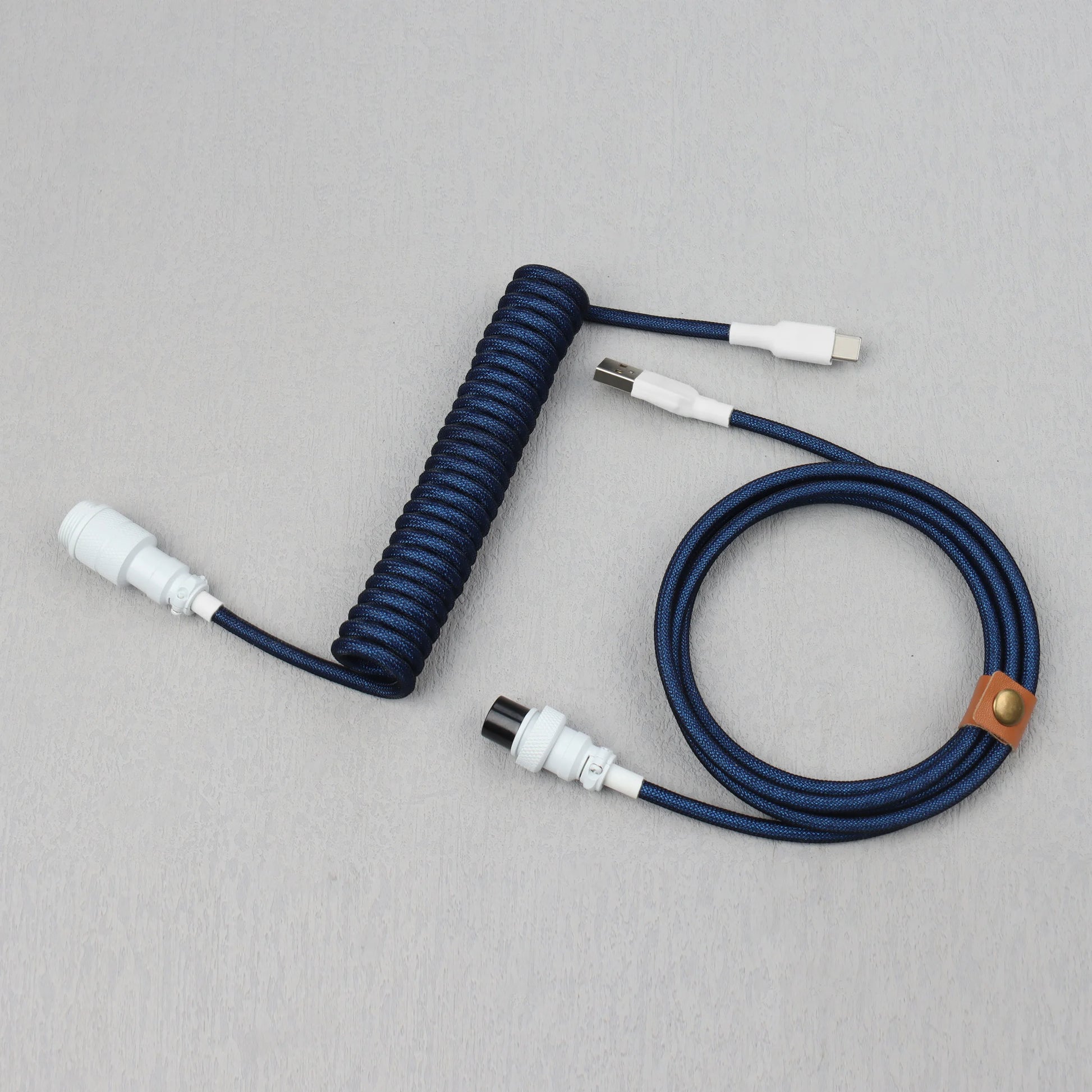 LANO Custom Coiled Mechanical Keyboard Cable – GX16 Aviator, USB-C Paracord