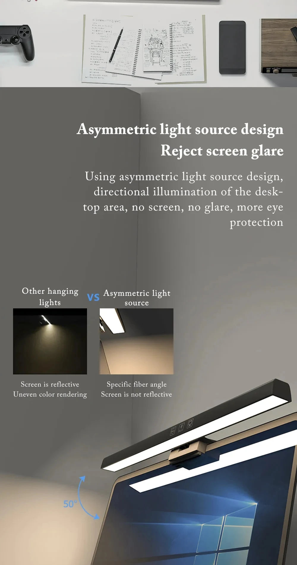 Screen LED Bar Desk Lamp – Monitor Hanging Light for PC & Laptop