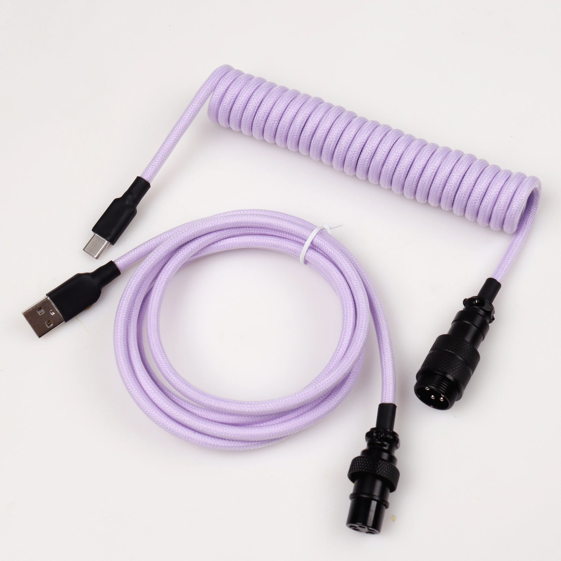 LANO Custom Coiled Mechanical Keyboard Cable – GX16 Aviator, USB-C Paracord