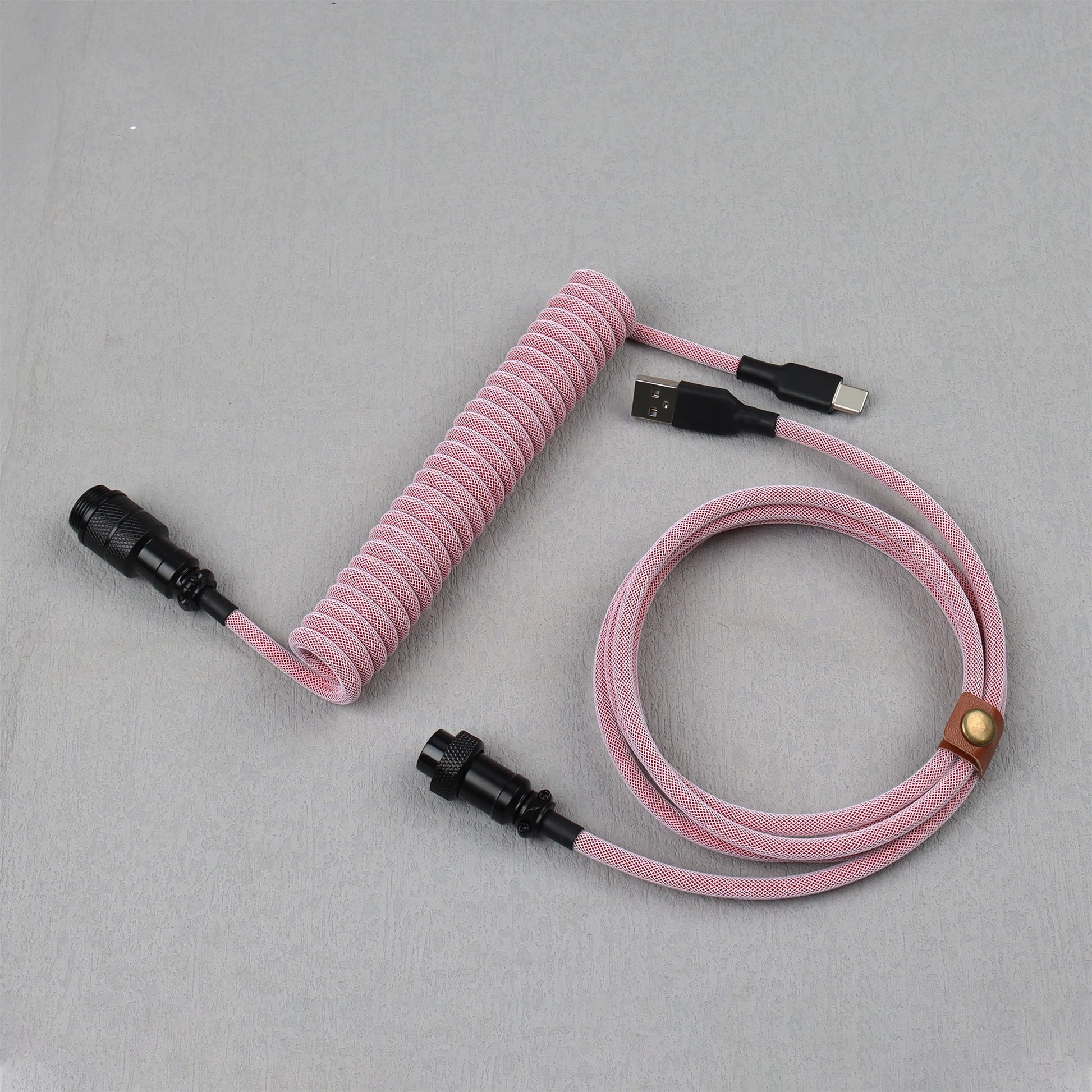 LANO Custom Coiled Mechanical Keyboard Cable – GX16 Aviator, USB-C Paracord