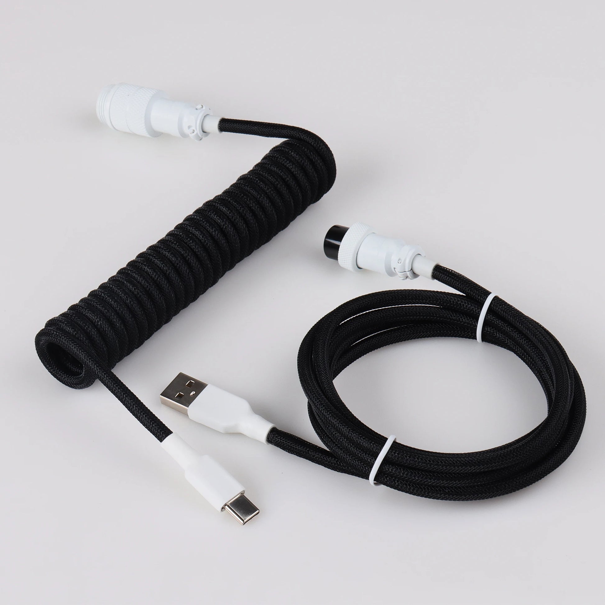 LANO Custom Coiled Mechanical Keyboard Cable – GX16 Aviator, USB-C Paracord