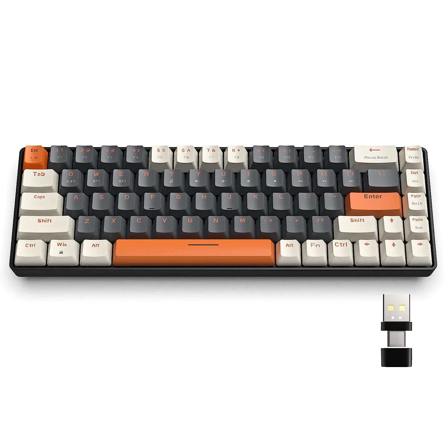RK68 60% Wireless Mechanical Keyboard – Bluetooth 5.0 / 2.4GHz, Hot-Swappable