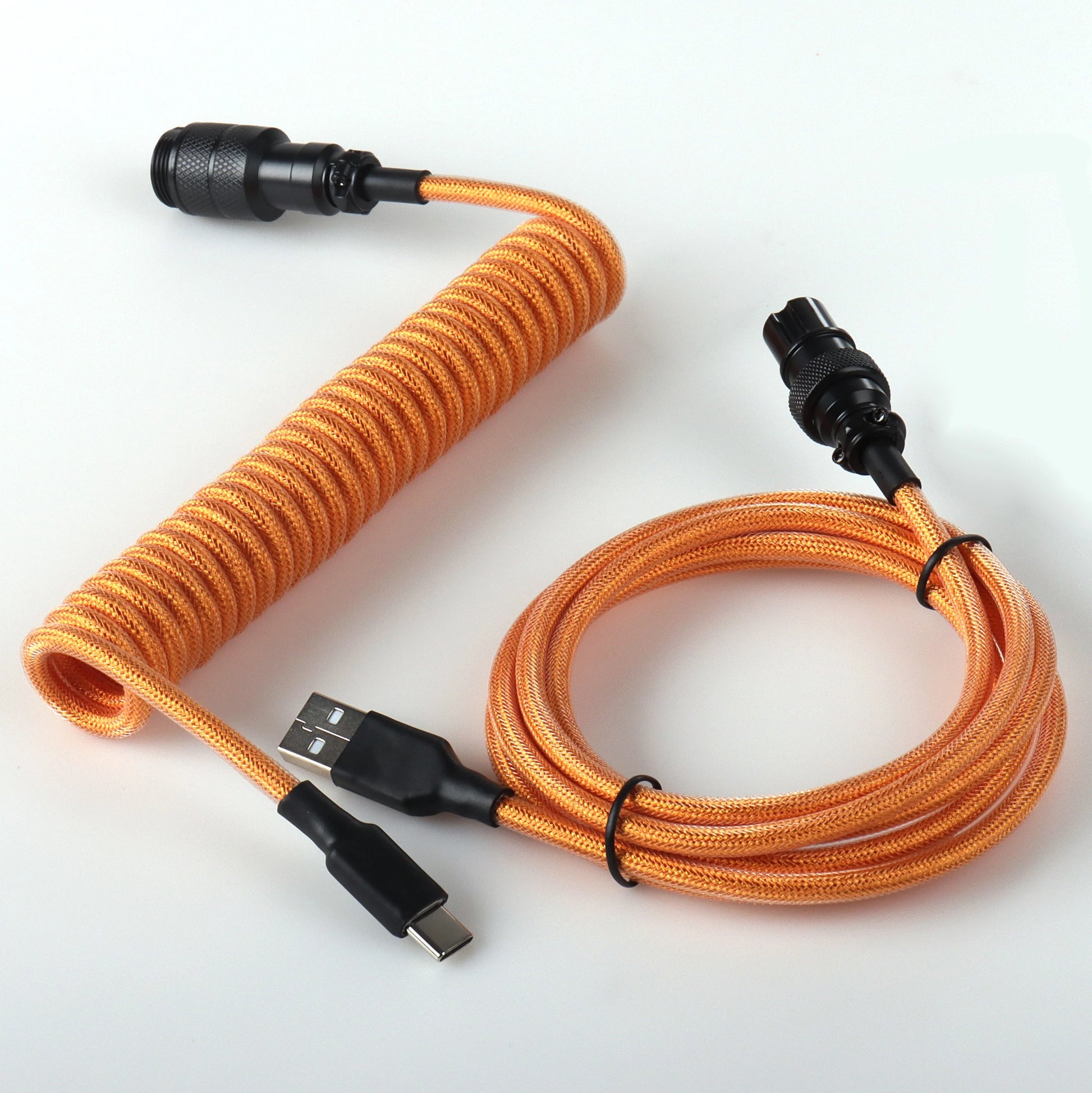 LANO Custom Coiled Mechanical Keyboard Cable – GX16 Aviator, USB-C Paracord