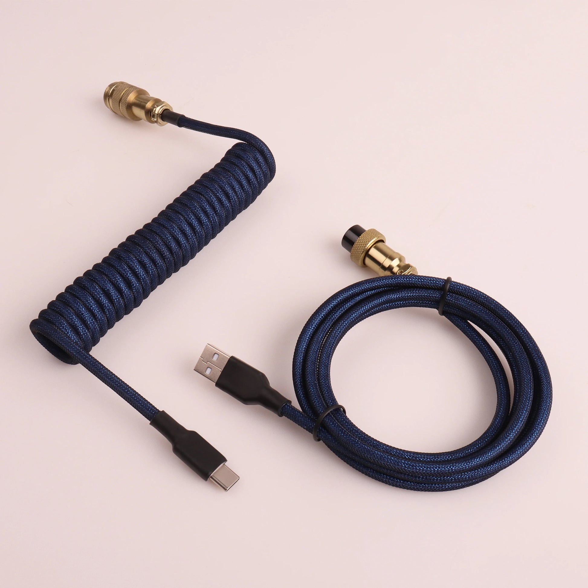 LANO Custom Coiled Mechanical Keyboard Cable – GX16 Aviator, USB-C Paracord