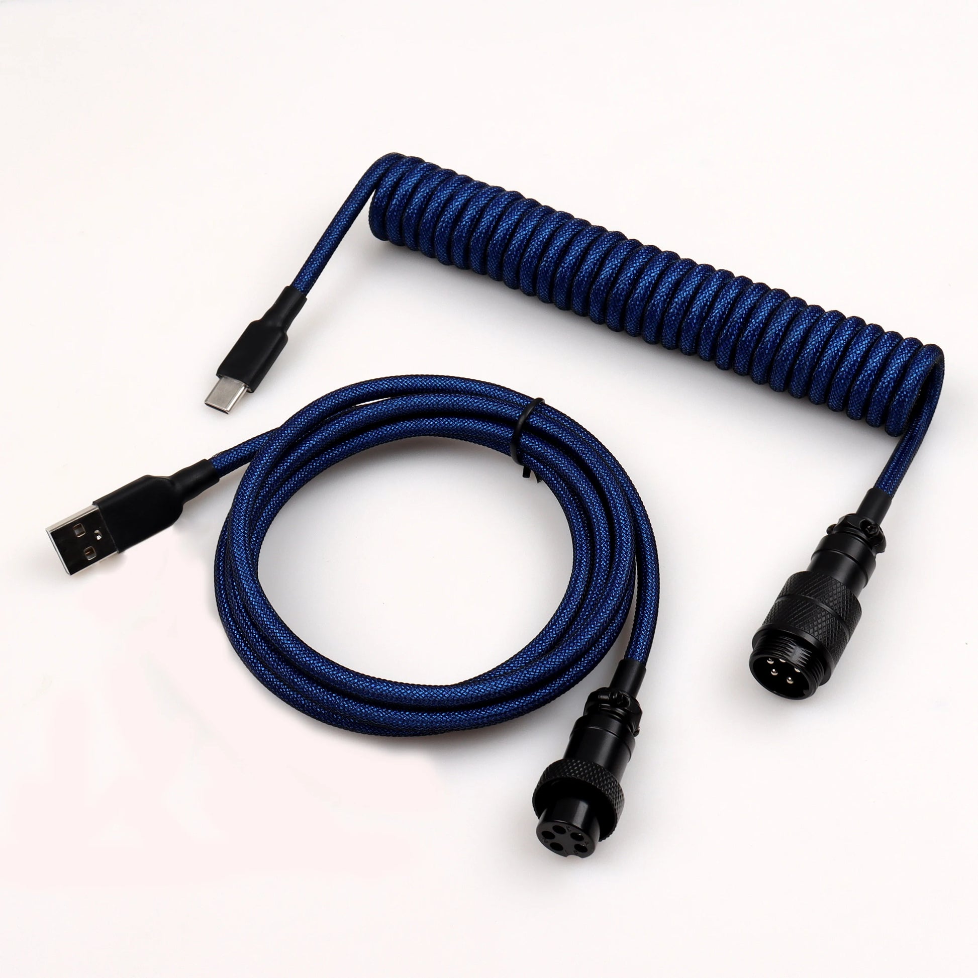 LANO Custom Coiled Mechanical Keyboard Cable – GX16 Aviator, USB-C Paracord