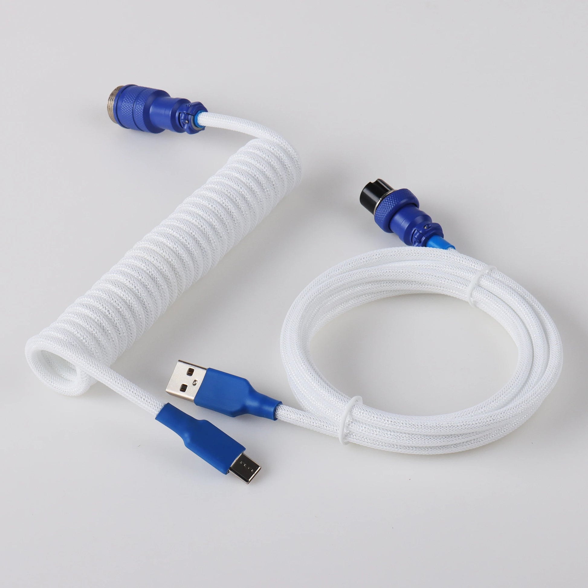 LANO Custom Coiled Mechanical Keyboard Cable – GX16 Aviator, USB-C Paracord